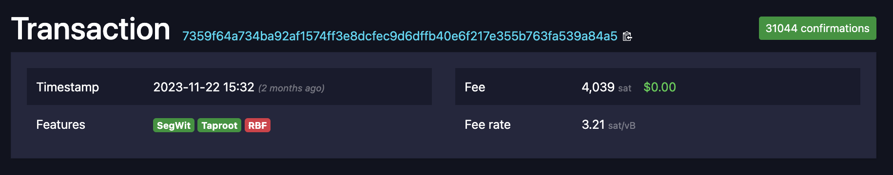 Bitcoin fee and fee rate